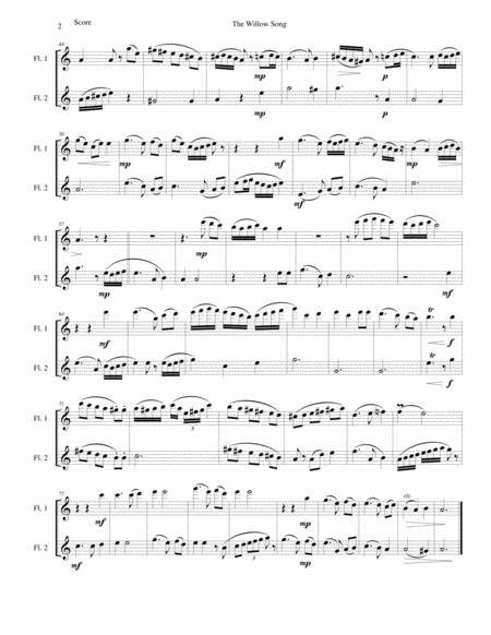 Variations On The Willow Song For 2 Flutes Page 2