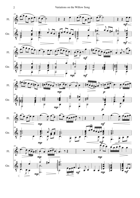 Variations On The Willow Song For Flute And Guitar Page 2