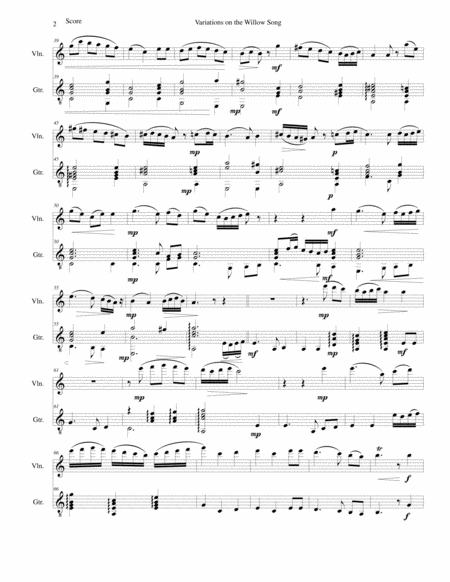 Variations On The Willow Song For Violin And Guitar Page 2