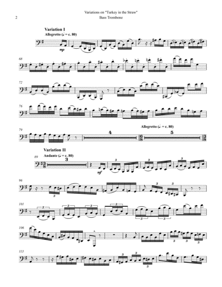 Variations On Turkey In The Straw For Bass Trombone Piano Page 2