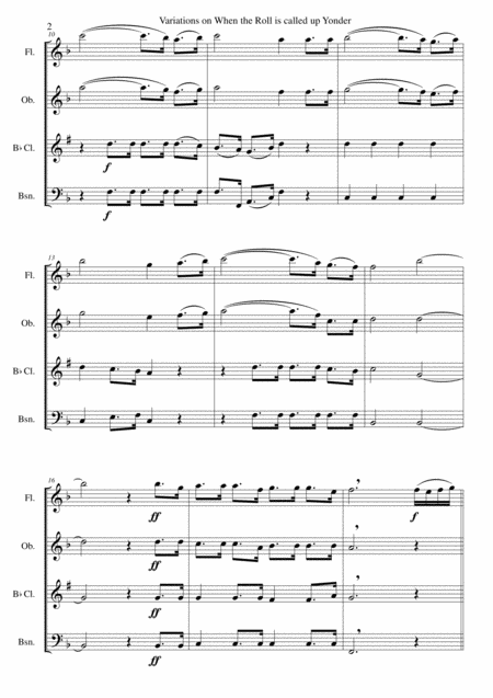 Variations On When The Roll Is Called Up Yonder For Wind Quartet Page 2