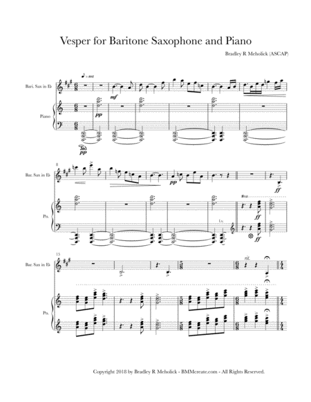 Vesper For Baritone Saxophone And Piano Page 2