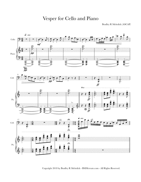 Vesper For Cello And Piano Page 2