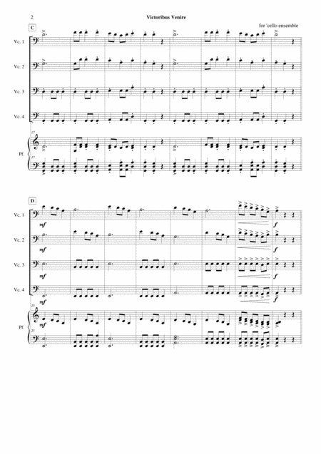 Victoribus Venire For School Cello Ensemble 4 Parts Page 2