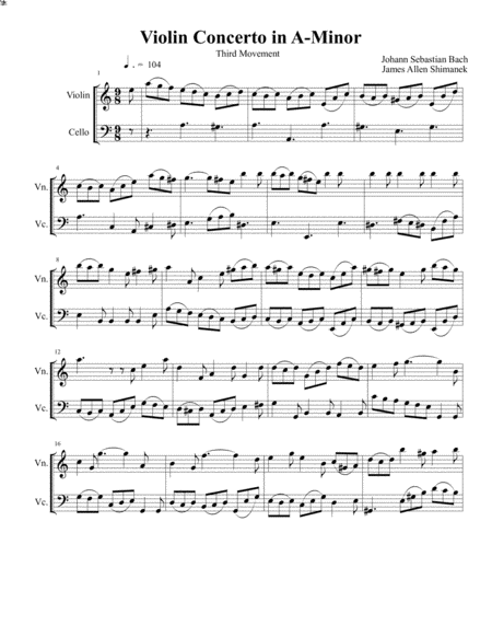 Violin Concerto In A Minor Bwv 1041 Third Movement Page 2