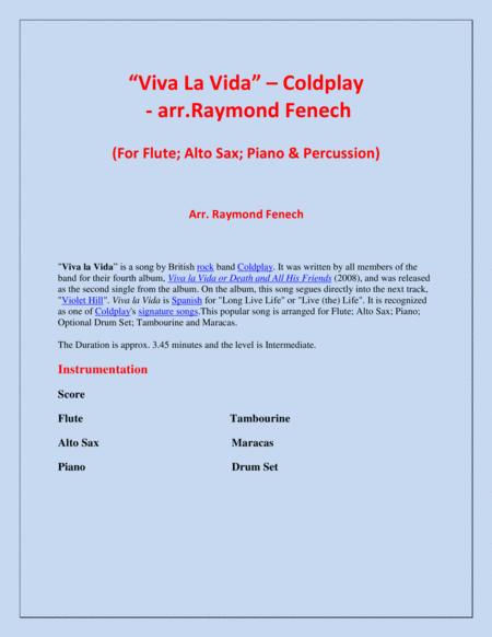 Viva La Vida Coldplay For Flute Alto Sax Piano And Percussion Page 2