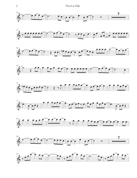 Viva La Vida Easy Key Of C Tenor Sax Page 2