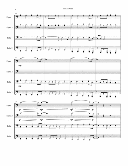 Viva La Vida For Tuba Quartet Page 2