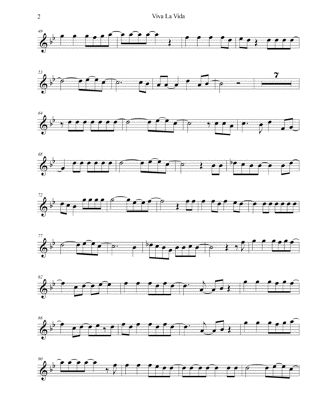 Viva La Vida Original Key Soprano Sax Page 2