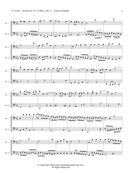 Vivaldi A Sonata No 6 Mvt 2 For Two Cellos Page 2