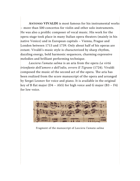Vivaldi Antonio Lasciera L Amata Salma Aria From The Opera Il Tigrane Arranged For Voice And Piano B Flat Major Page 2