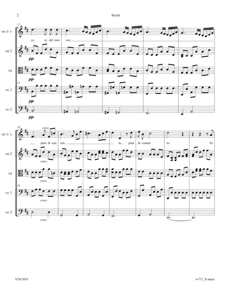 Vivaldi Aria Vedr Con Mio Diletto From Il Giustino Rv 717 Arr For 2 Cellos Quintet Or Voice And String Quartet Page 2