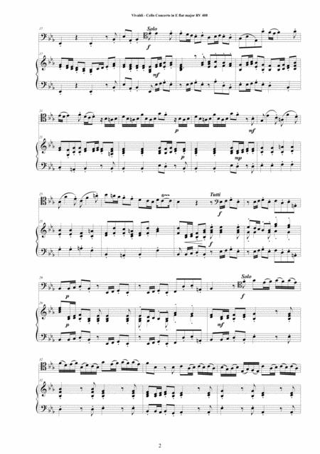 Vivaldi Cello Concerto In E Flat Rv 408 For Cello And Cembalo Or Piano Page 2