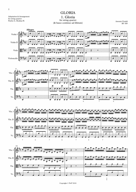 Vivaldi Rv 589 Gloria 1 Gloria For String Quartet Page 2