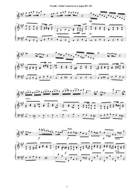 Vivaldi Violin Concerto In A Major Rv 352 For Violin And Cembalo Or Piano Page 2