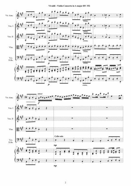 Vivaldi Violin Concerto In A Major Rv 352 For Violin Strings And Cembalo Page 2