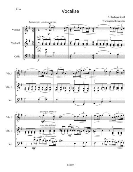 Vocalise By Rachmaninoff Arr For 2 Violins And Cello Page 2
