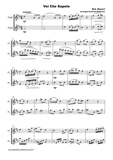 Voi Che Sapete W A Mozart For Flute Duet Page 2