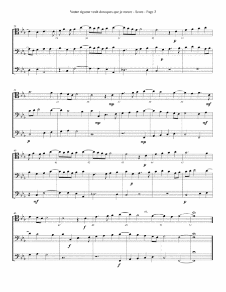 Vostre Rigueur Veult Doncques Que Je Meure For Trombone Or Low Brass Trio Page 2