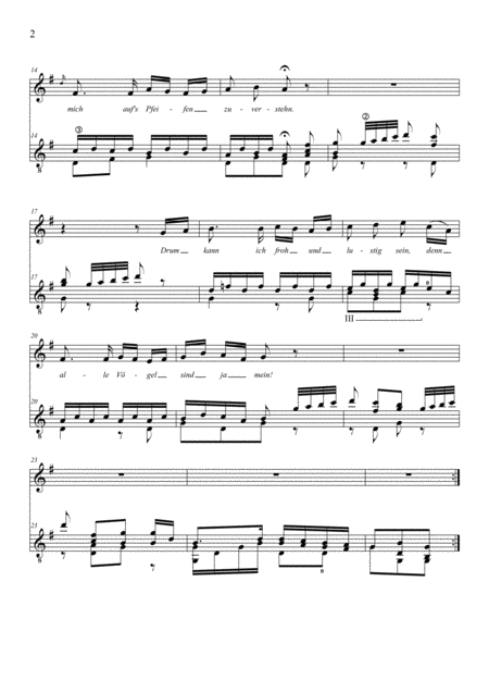 W A Mozart Der Vogelfnger From The Magic Flute For Voice And Guitar Page 2