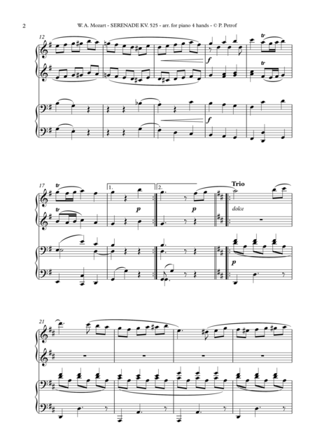 W A Mozart Serenade Kv 525 Eine Kleine Nachtmusik For Piano 4 Hands Iii Mov Page 2