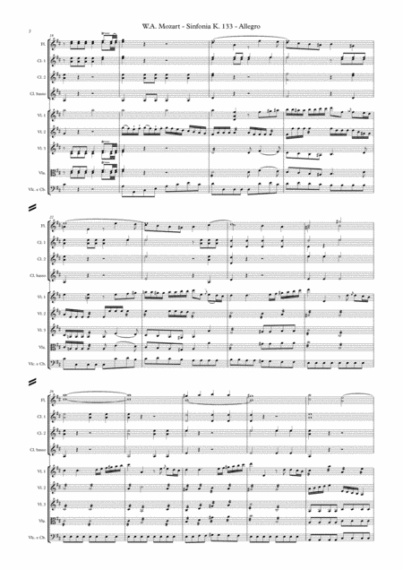 W A Mozart Symphony K 133 Allegro Page 2