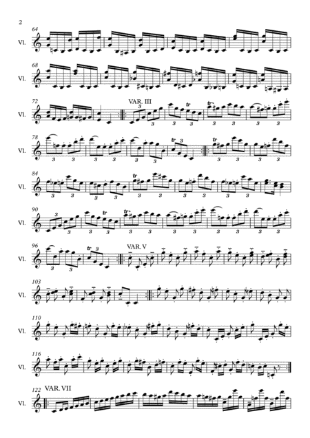 W A Mozart Variations K 265 Transcription For Violin Solo Page 2