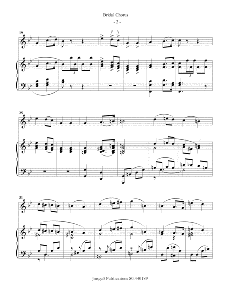 Wagner Bridal Chorus For Violin Piano Page 2