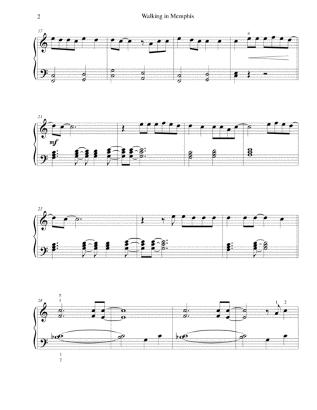 Walking In Memphis Easy Piano Page 2