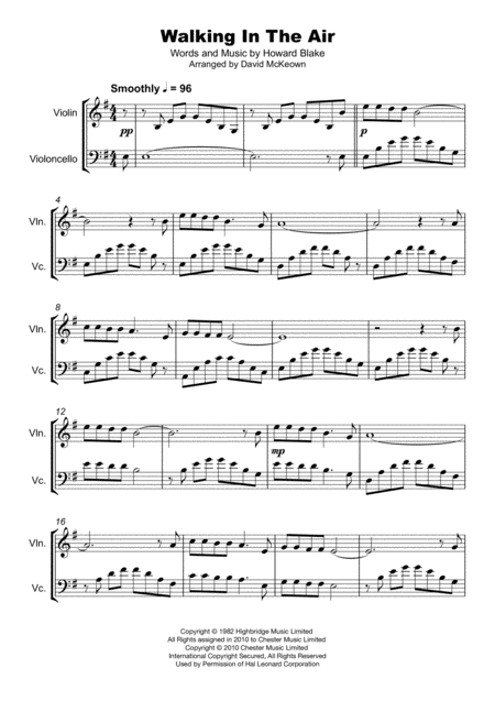 Walking In The Air Duet For Violin And Cello Page 2