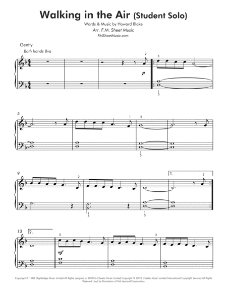Walking In The Air Easy Piano With Teacher Duet Page 2