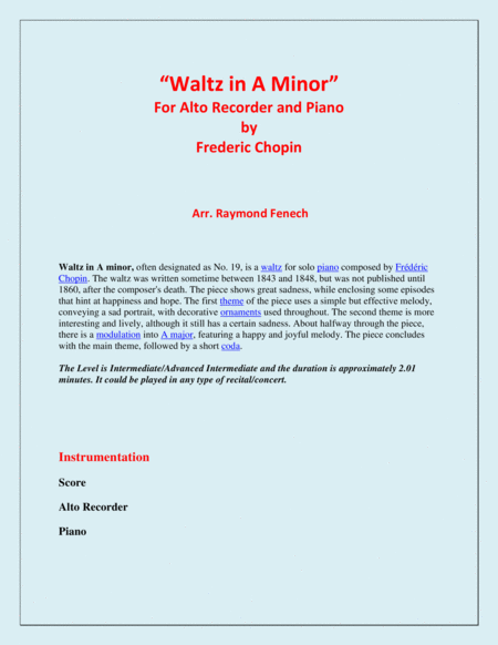 Waltz In A Minor Chopin Alto Recorder And Piano Chamber Music Page 2