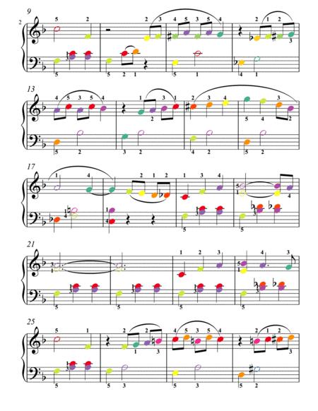 Waltz Of The Flowers Nutcracker Suite Easy Elmentary Piano Sheet Music With Colored Notation Page 2