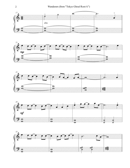 Wanderers From Tokyo Ghoul Root A Easy Piano Page 2