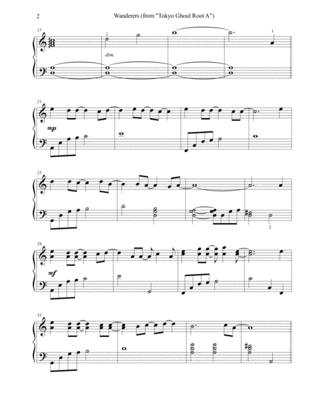 Wanderers From Tokyo Ghoul Root A Intermediate Piano Page 2