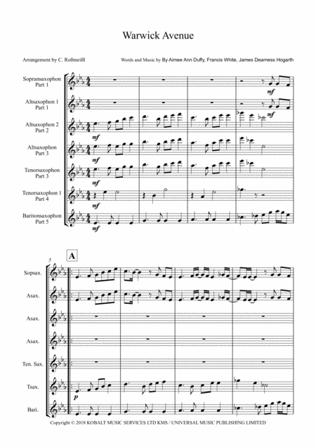 Warwick Avenue With 5 Saxophons Page 2
