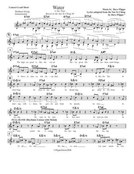 Water A Tao Tune Arrangement For Flute And Bb Clarinet With Small Vocal Jazz Group Page 2