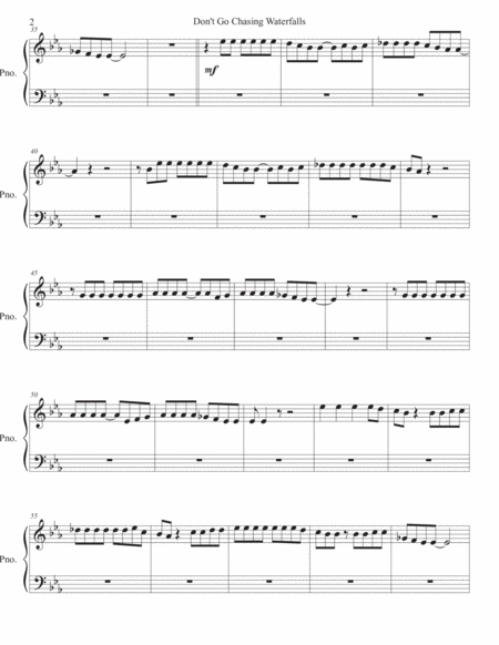 Waterfalls Piano Original Key Page 2