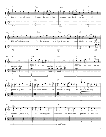 Wavin Flag Easy Piano Page 2