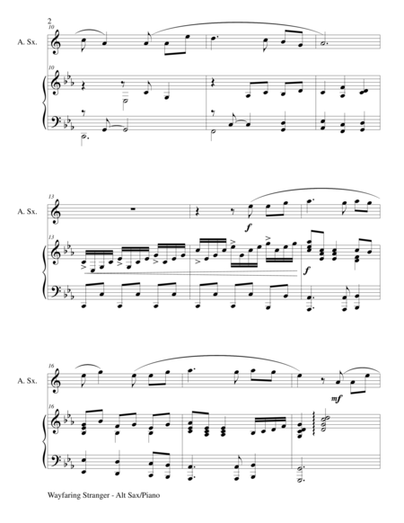 Wayfaring Stranger Alto Sax Piano And Sax Part Page 2