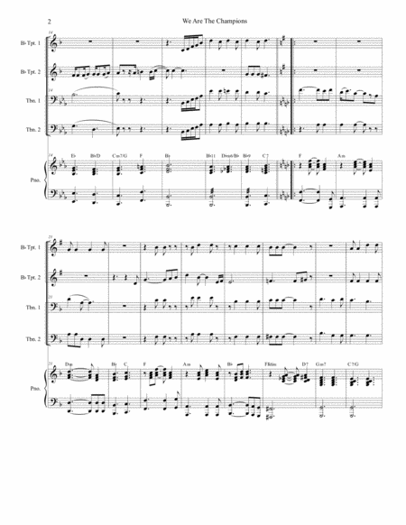 We Are The Champions For Brass Quartet And Piano Alternate Version Page 2