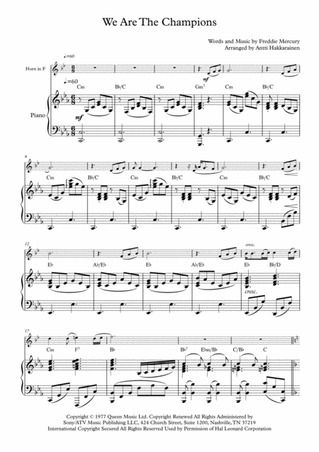 We Are The Champions Horn Piano Page 2