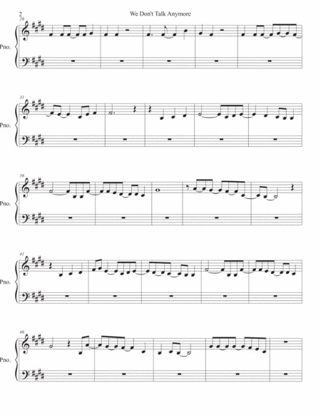 We Dont Talk Anymore Original Key Piano Page 2