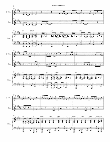 We Fall Down Duet For C Trumpet And French Horn Page 2