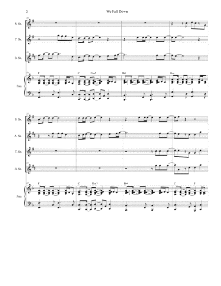 We Fall Down For Saxophone Quartet And Piano Page 2