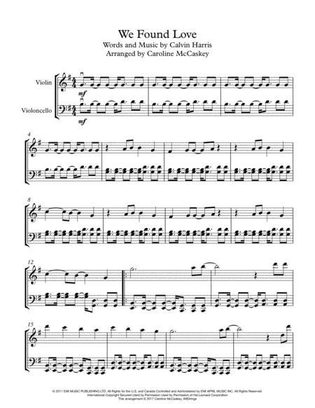 We Found Love Violin And Cello Duet Page 2