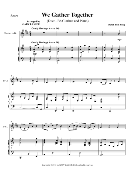 We Gather Together Duet Bb Clarinet And Piano Score And Parts Page 2