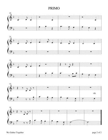 We Gather Together Easy Piano Duet 1 Piano 4 Hands Page 2