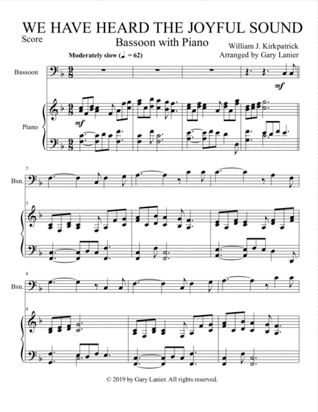 We Have Heard The Joyful Sound Bassoon With Piano Score Part Included Page 2