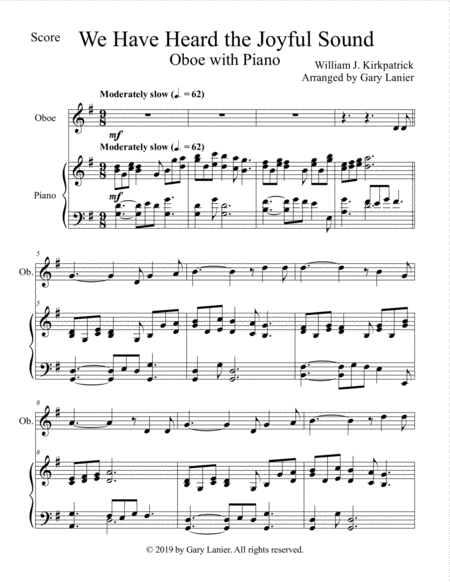 We Have Heard The Joyful Sound Oboe With Piano Score Part Included Page 2